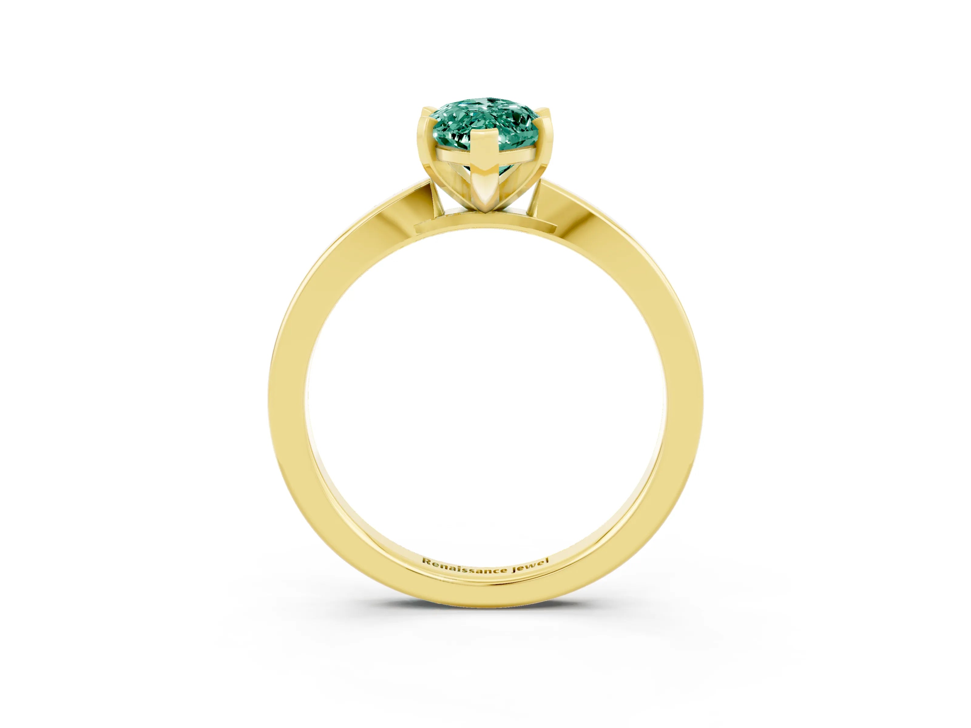 Yellow gold Marquise Cut Green Sapphire Solitaire Engagement Ring with Classic Band and Four-Prong Setting_27