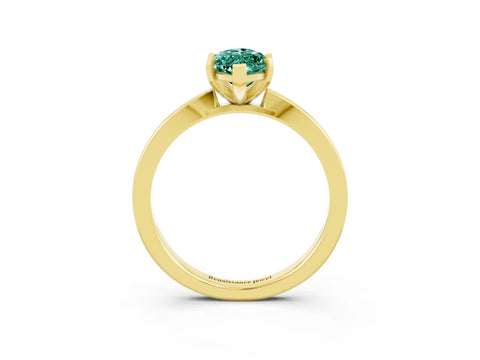 Yellow gold Marquise Cut Green Sapphire Solitaire Engagement Ring with Classic Band and Four-Prong Setting_27