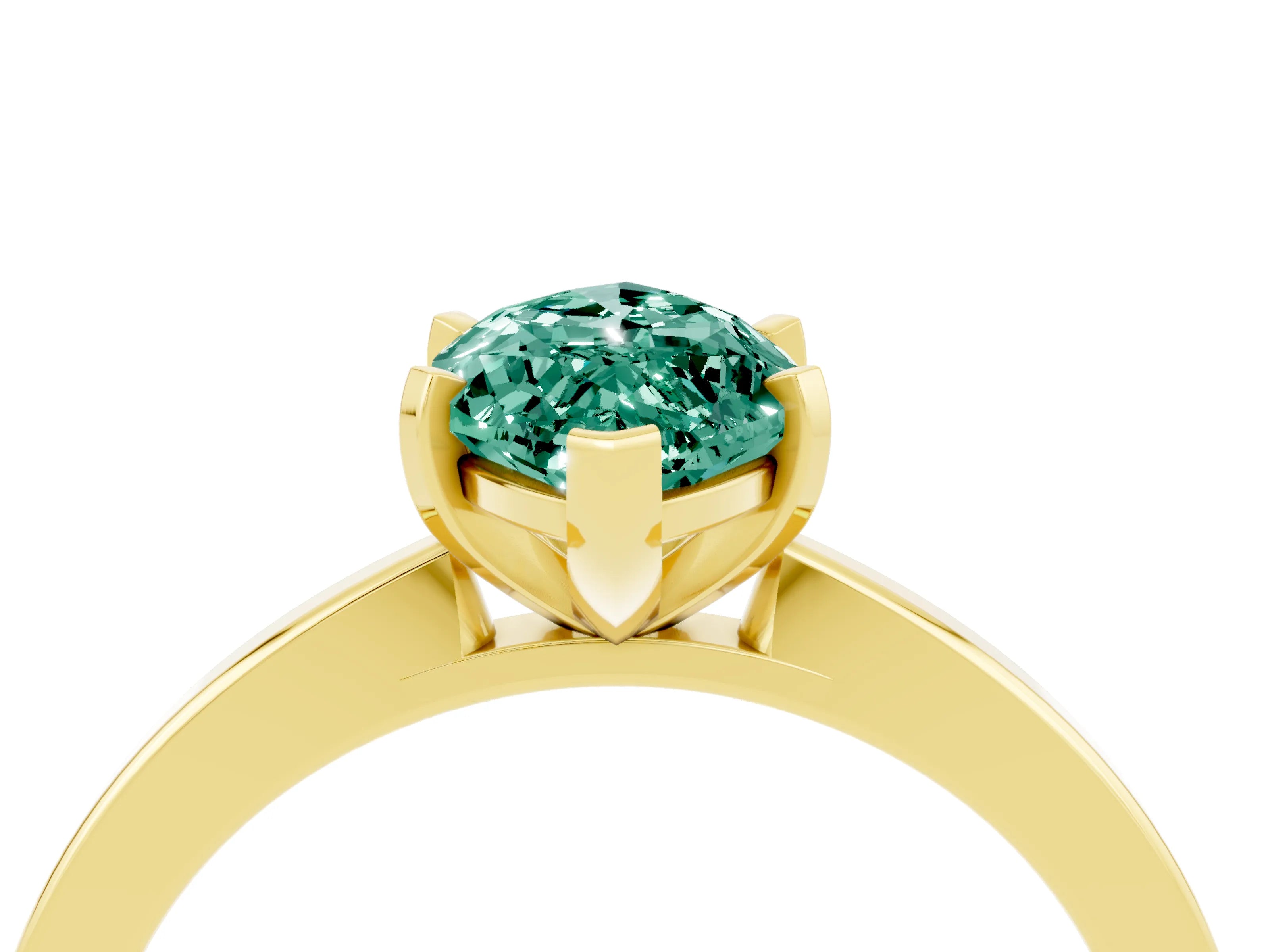 Yellow gold Marquise Cut Green Sapphire Solitaire Engagement Ring with Classic Band and Four-Prong Setting_28