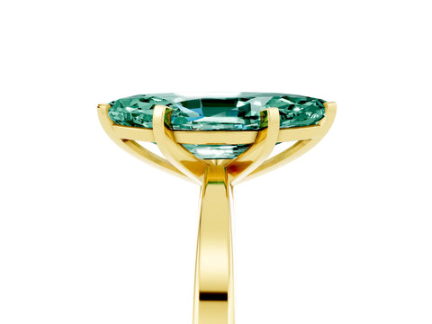 Yellow gold Marquise Cut Green Sapphire Solitaire Engagement Ring with Classic Band and Four-Prong Setting_29