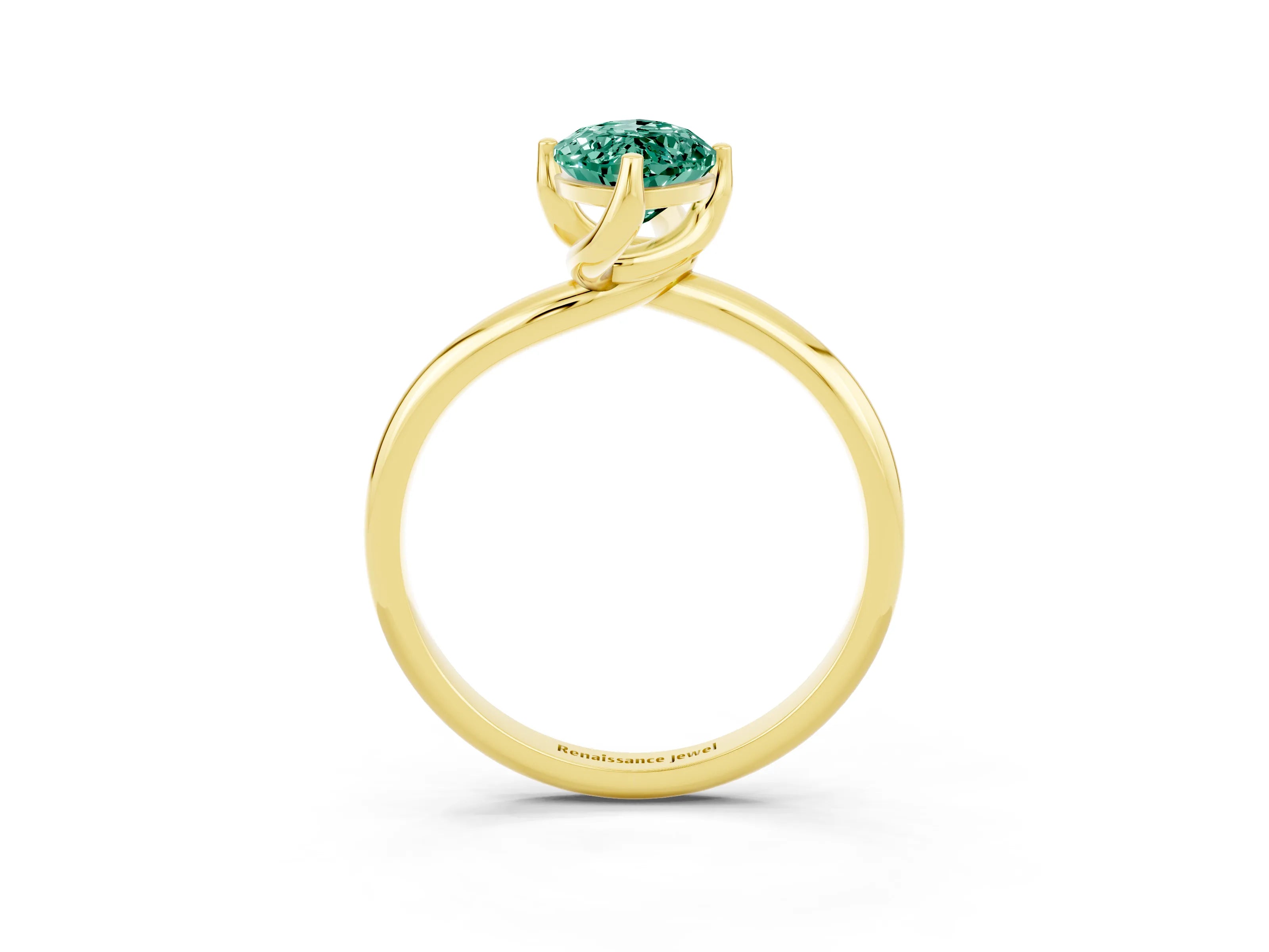 Yellow gold Marquise Cut Green Sapphire Solitaire Engagement Ring with Four-Prong Setting and Classic Band_15