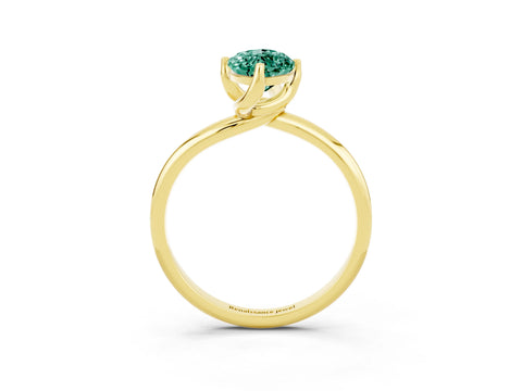 Yellow gold Marquise Cut Green Sapphire Solitaire Engagement Ring with Four-Prong Setting and Classic Band_15