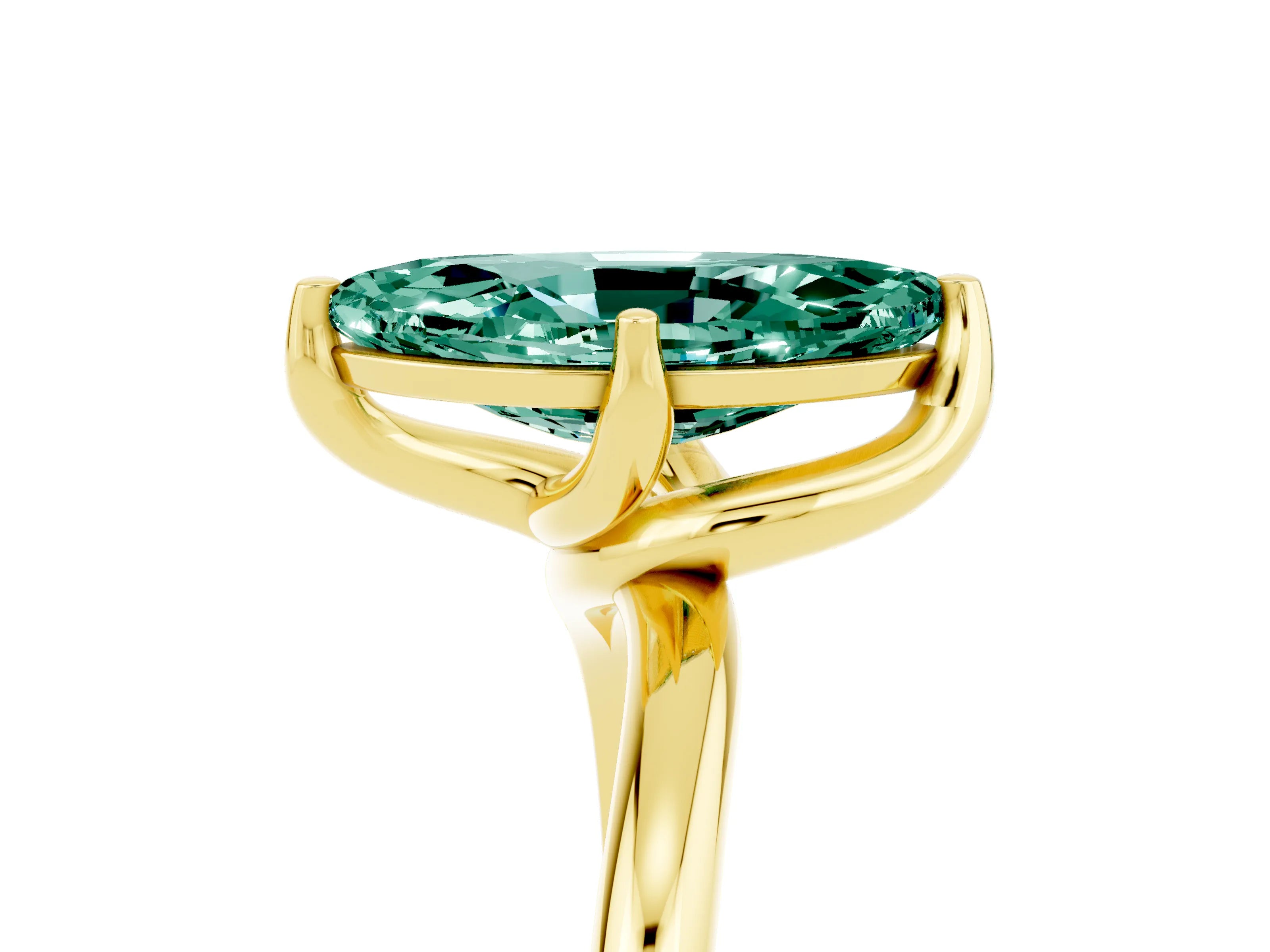 Yellow gold Marquise Cut Green Sapphire Solitaire Engagement Ring with Four-Prong Setting and Classic Band_17