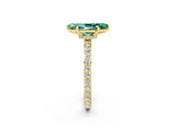 Yellow gold Marquise Cut Green Sapphire Solitaire Engagement Ring with Pavé Band and Four-Prong Setting_2