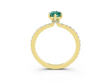 Yellow gold Marquise Cut Green Sapphire Solitaire Engagement Ring with Pavé Band and Four-Prong Setting_3