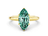 Yellow gold Marquise Cut Green Sapphire Solitaire Engagement Ring with Round Band and Four-Prong Setting