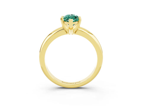 Yellow gold Marquise Cut Green Sapphire Solitaire Engagement Ring with Round Band and Four-Prong Setting_3