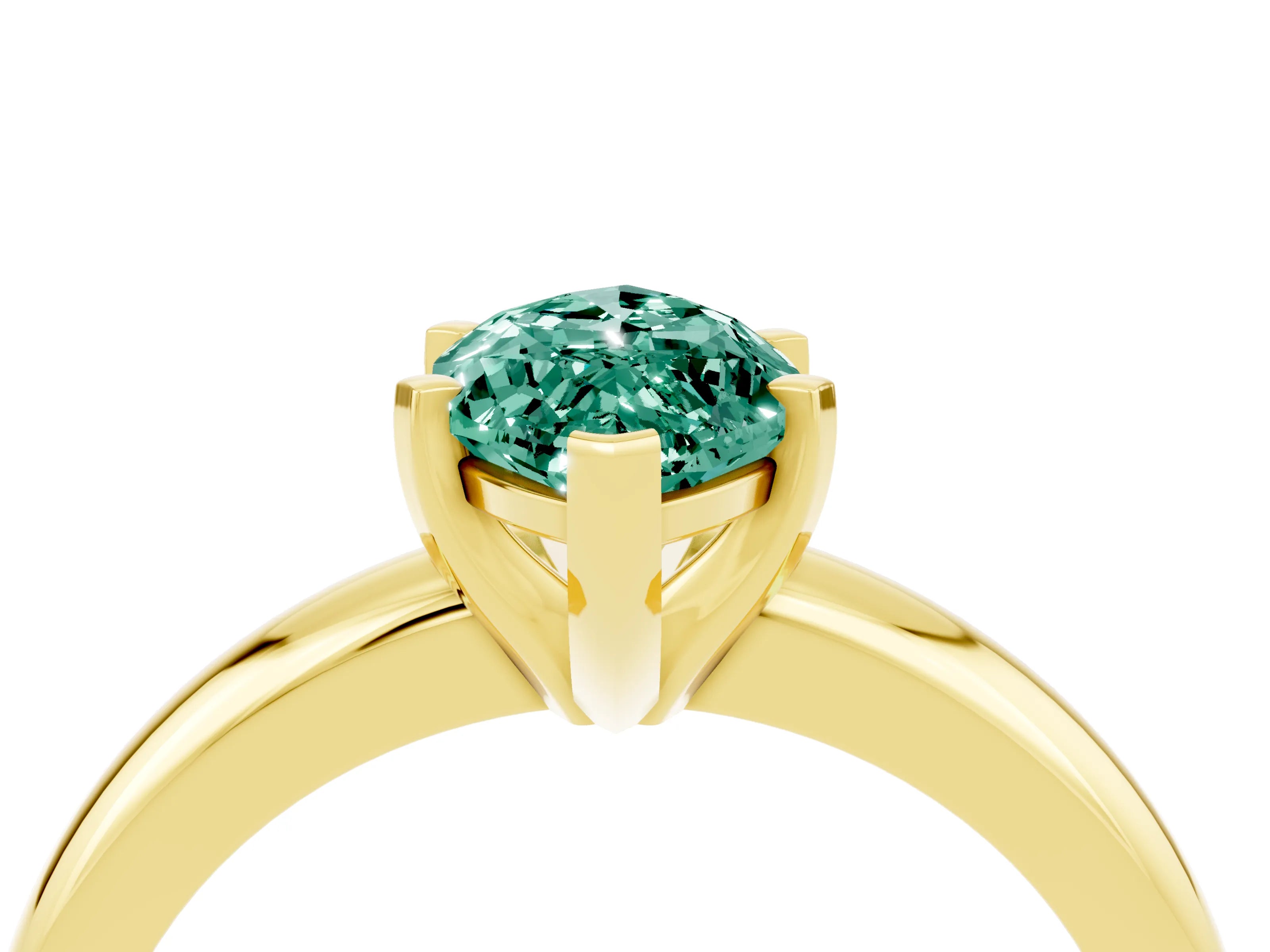 Yellow gold Marquise Cut Green Sapphire Solitaire Engagement Ring with Round Band and Four-Prong Setting_4