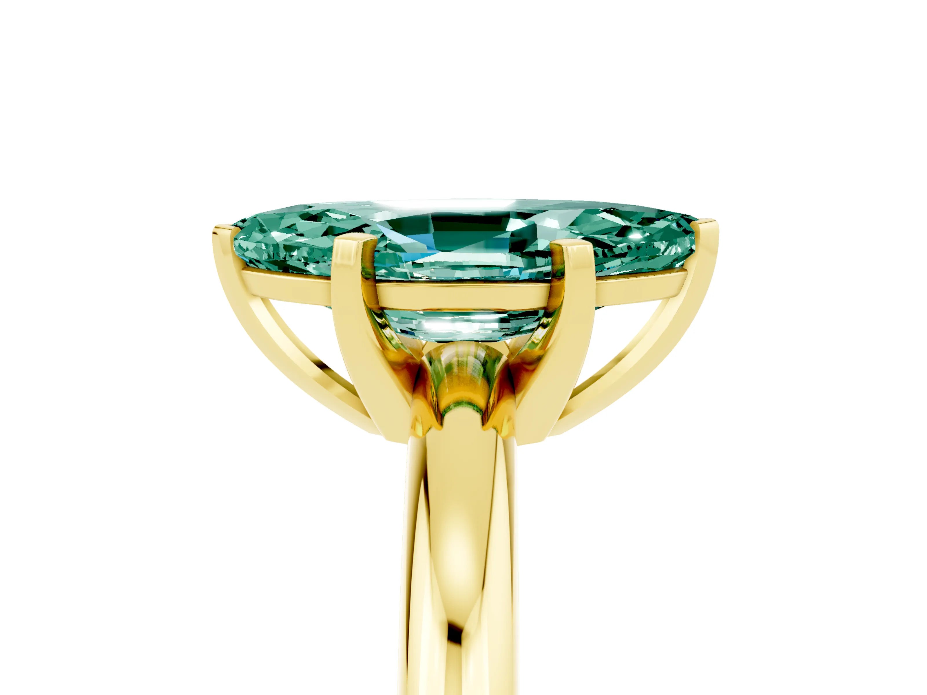 Yellow gold Marquise Cut Green Sapphire Solitaire Engagement Ring with Round Band and Four-Prong Setting_5