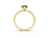 Yellow gold Marquise Cut Green Sapphire Solitaire Pavé Band with Four-Prong Setting_3