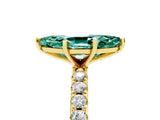 Yellow gold Marquise Cut Green Sapphire Solitaire Pavé Band with Four-Prong Setting_5