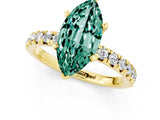 Yellow gold Marquise Cut Green Sapphire Solitaire Pavé Engagement Ring with Round Band and Prong Setting_13