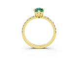 Yellow gold Marquise Cut Green Sapphire Solitaire Pavé Engagement Ring with Round Band and Prong Setting_15