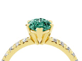 Yellow gold Marquise Cut Green Sapphire Solitaire Pavé Engagement Ring with Round Band and Prong Setting_16