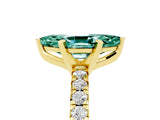 Yellow gold Marquise Cut Green Sapphire Solitaire Pavé Engagement Ring with Round Band and Prong Setting_17