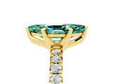 Yellow gold Marquise Cut Green Sapphire Solitaire Pavé Engagement Ring with Round Band and Prong Setting_71