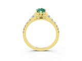 Yellow gold Marquise Cut Green Sapphire Solitaire Ring with Cathedral Setting and Pavé Band_3
