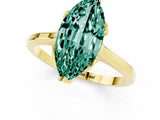 Yellow gold Marquise Cut Green Sapphire Solitaire Ring with Flower Prong Setting and Classic Band_13