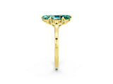 Yellow gold Marquise Cut Green Sapphire Solitaire Ring with Flower Prong Setting and Classic Band_14