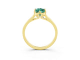 Yellow gold Marquise Cut Green Sapphire Solitaire Ring with Flower Prong Setting and Classic Band_15