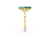 Yellow gold Marquise Cut Green Sapphire Solitaire Ring with Flower Prong Setting and Classic Band_38