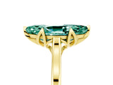 Yellow gold Marquise Cut Green Sapphire Solitaire Ring with Flower Prong Setting and Classic Band_41