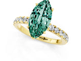 Yellow gold Marquise Cut Green Sapphire Solitaire Ring with Pavé Accents and Four-Prong Setting_1