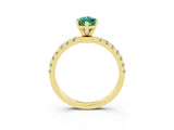 Yellow gold Marquise Cut Green Sapphire Solitaire Ring with Pavé Accents and Four-Prong Setting_3