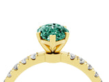 Yellow gold Marquise Cut Green Sapphire Solitaire Ring with Pavé Accents and Four-Prong Setting_4