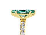 Yellow gold Marquise Cut Green Sapphire Solitaire Ring with Pavé Accents and Four-Prong Setting_5