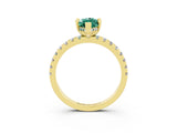 Yellow gold Marquise Cut Green Sapphire Solitaire Ring with Pavé Band and Four-Prong Setting_27
