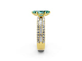 Yellow gold Marquise Cut Green Sapphire Solitaire Ring with Pavé and Channel Set Band_2