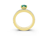 Yellow gold Marquise Cut Green Sapphire Solitaire Ring with Pavé and Channel Set Band_3