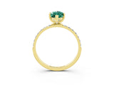 Yellow gold Marquise Cut Green Sapphire Solitaire Ring with Pave Band and Four Prong Setting_27