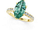 Yellow gold Marquise Cut Green Sapphire Solitaire Ring with Round  Pavé Band and Four-Prong Setting_37