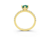 Yellow gold Marquise Cut Green Sapphire Solitaire Ring with Round  Pavé Band and Four-Prong Setting_39