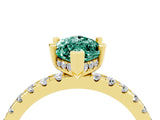 Yellow gold Marquise Cut Green Sapphire Solitaire Ring with Round  Pavé Band and Four-Prong Setting_40