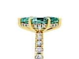 Yellow gold Marquise Cut Green Sapphire Solitaire Ring with Round  Pavé Band and Four-Prong Setting_41