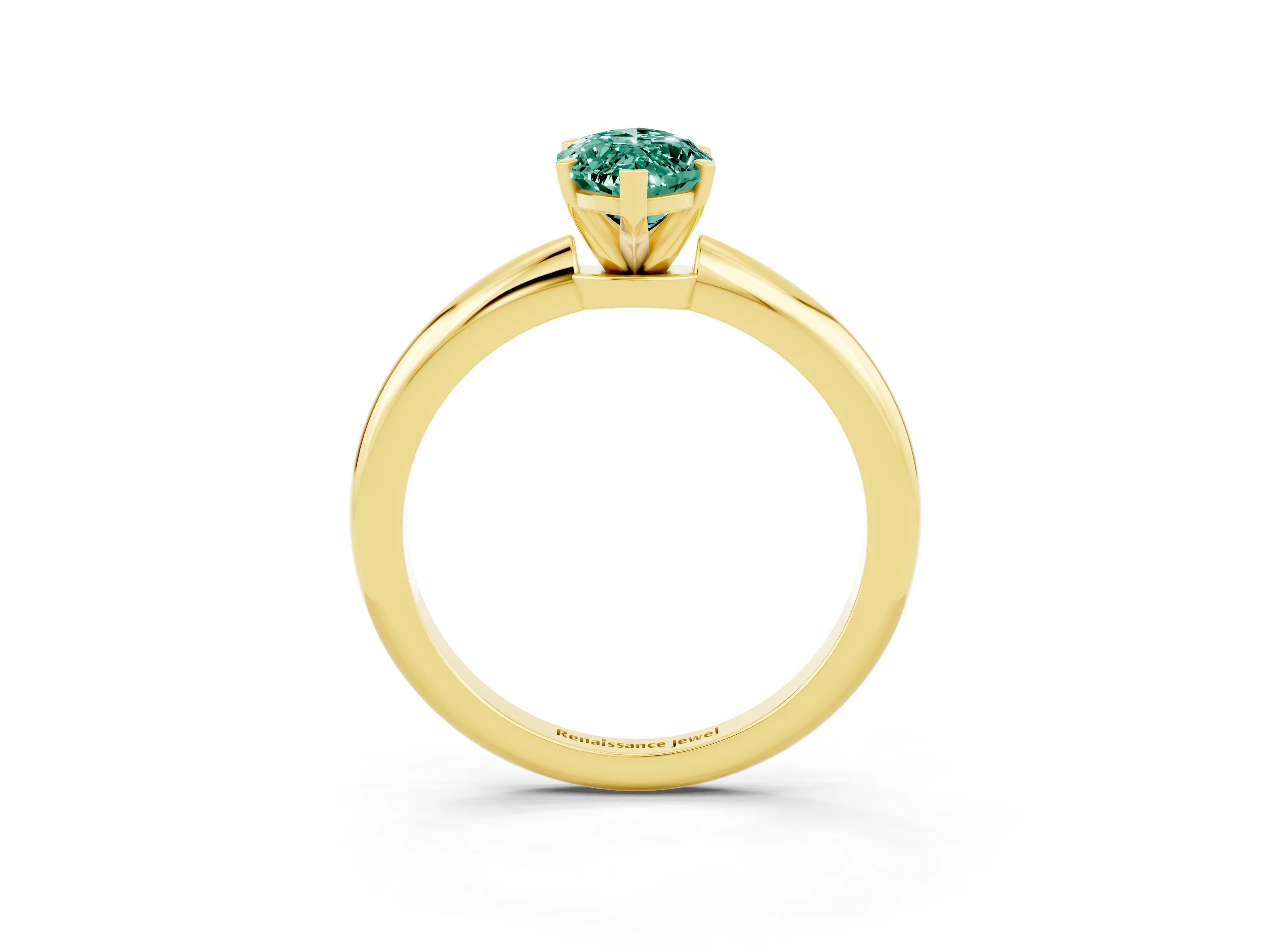 Yellow gold Marquise Cut Green Sapphire Solitaire Ring with Six-Prong Setting and Classic Band_3