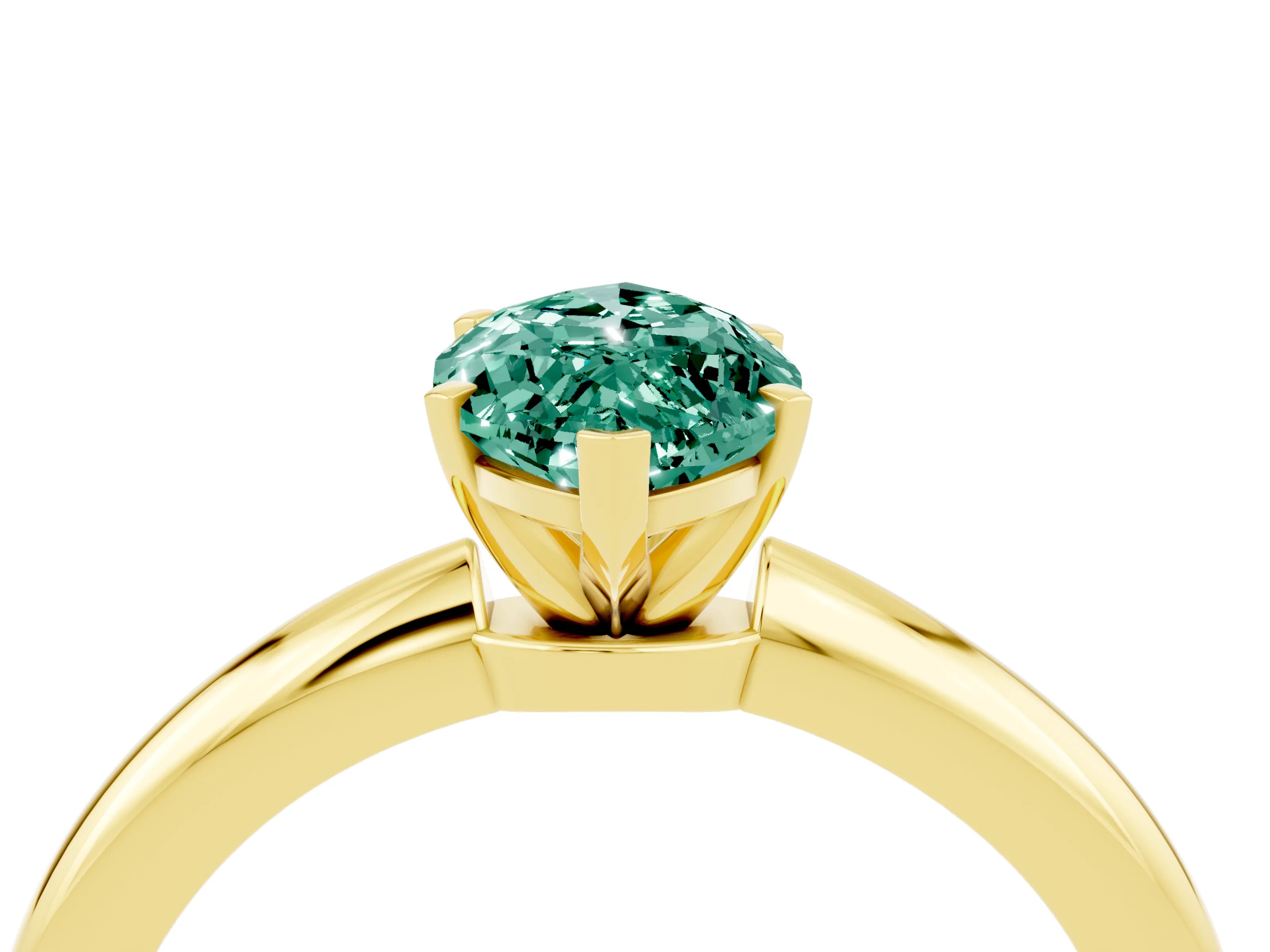 Yellow gold Marquise Cut Green Sapphire Solitaire Ring with Six-Prong Setting and Classic Band_4