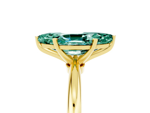 Yellow gold Marquise Cut Green Sapphire Solitaire Ring with Six-Prong Setting and Classic Band_5