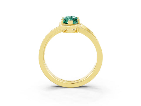 Yellow gold Marquise Cut Green Sapphire Solitaire Ring with Split Shank and Prong Setting_3