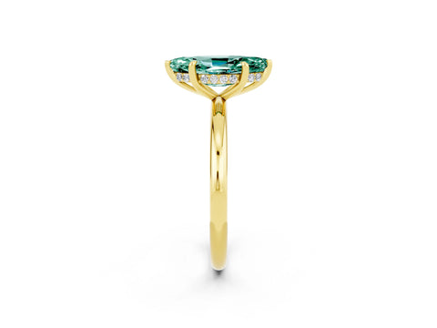 Yellow gold Marquise Cut Green Sapphire Solitaire Ring with Thin Band and Four-Prong Setting_14