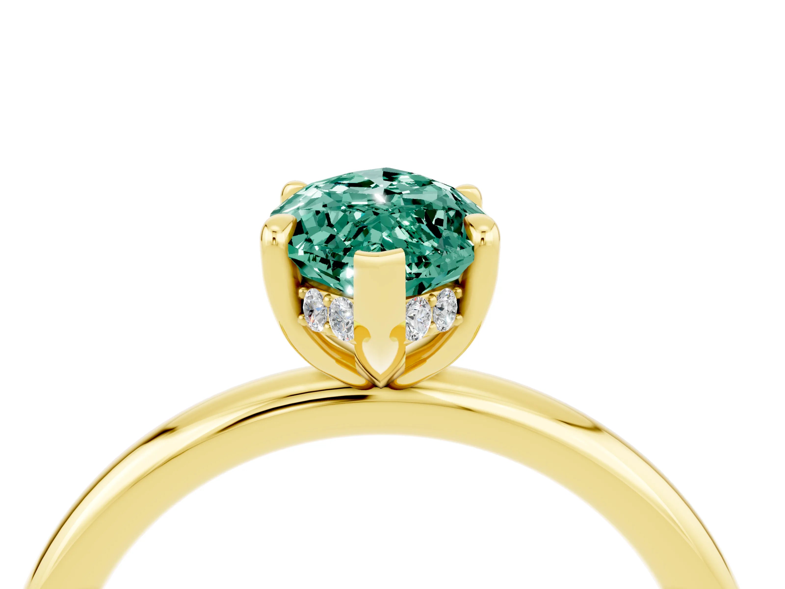 Yellow gold Marquise Cut Green Sapphire Solitaire Ring with Thin Band and Four-Prong Setting_16
