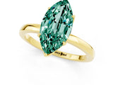 Yellow gold Marquise Cut Green Sapphire Solitaire Ring with Thin Band and Prong Setting_13