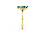 Yellow gold Marquise Cut Green Sapphire Solitaire Ring with Thin Band and Prong Setting_14