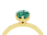 Yellow gold Marquise Cut Green Sapphire Solitaire Ring with Thin Band and Prong Setting_16