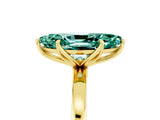 Yellow gold Marquise Cut Green Sapphire Solitaire Ring with Thin Band and Prong Setting_17