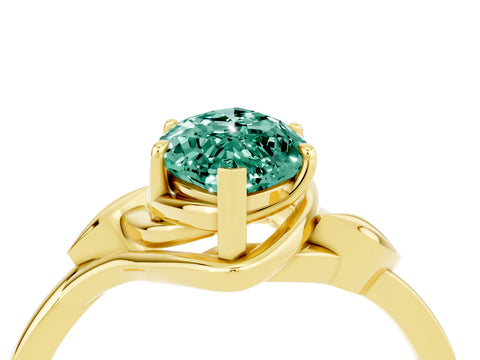 Yellow gold Marquise Cut Green Sapphire Solitaire Ring with Twist Band and Four-Prong Setting_28