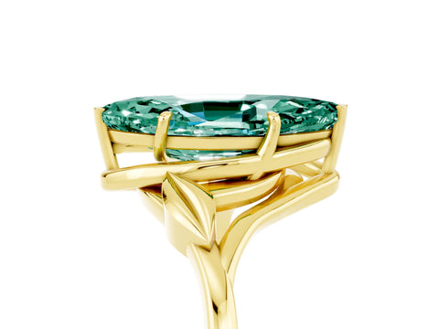 Yellow gold Marquise Cut Green Sapphire Solitaire Ring with Twist Band and Four-Prong Setting_29